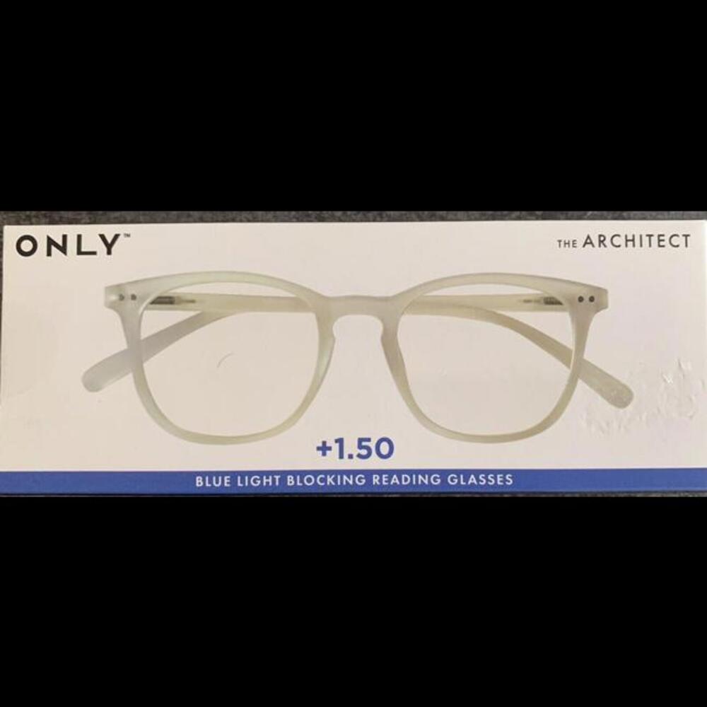 ONLY Eyewear ARCHITECT +1.50 Blue Light Blocking Reading Glasses CLEAR Frames